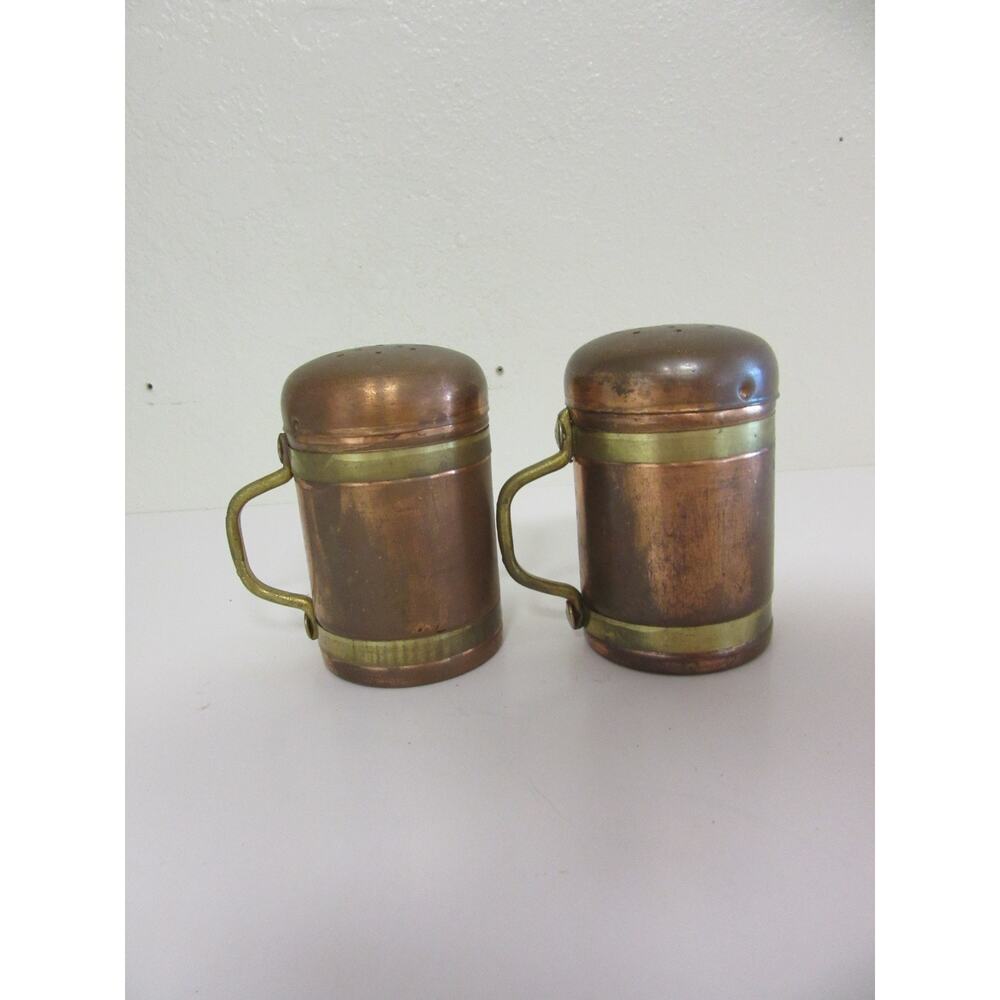 Copper Set of Salt & Pepper Shakers Vintage - Picture 2 of 4